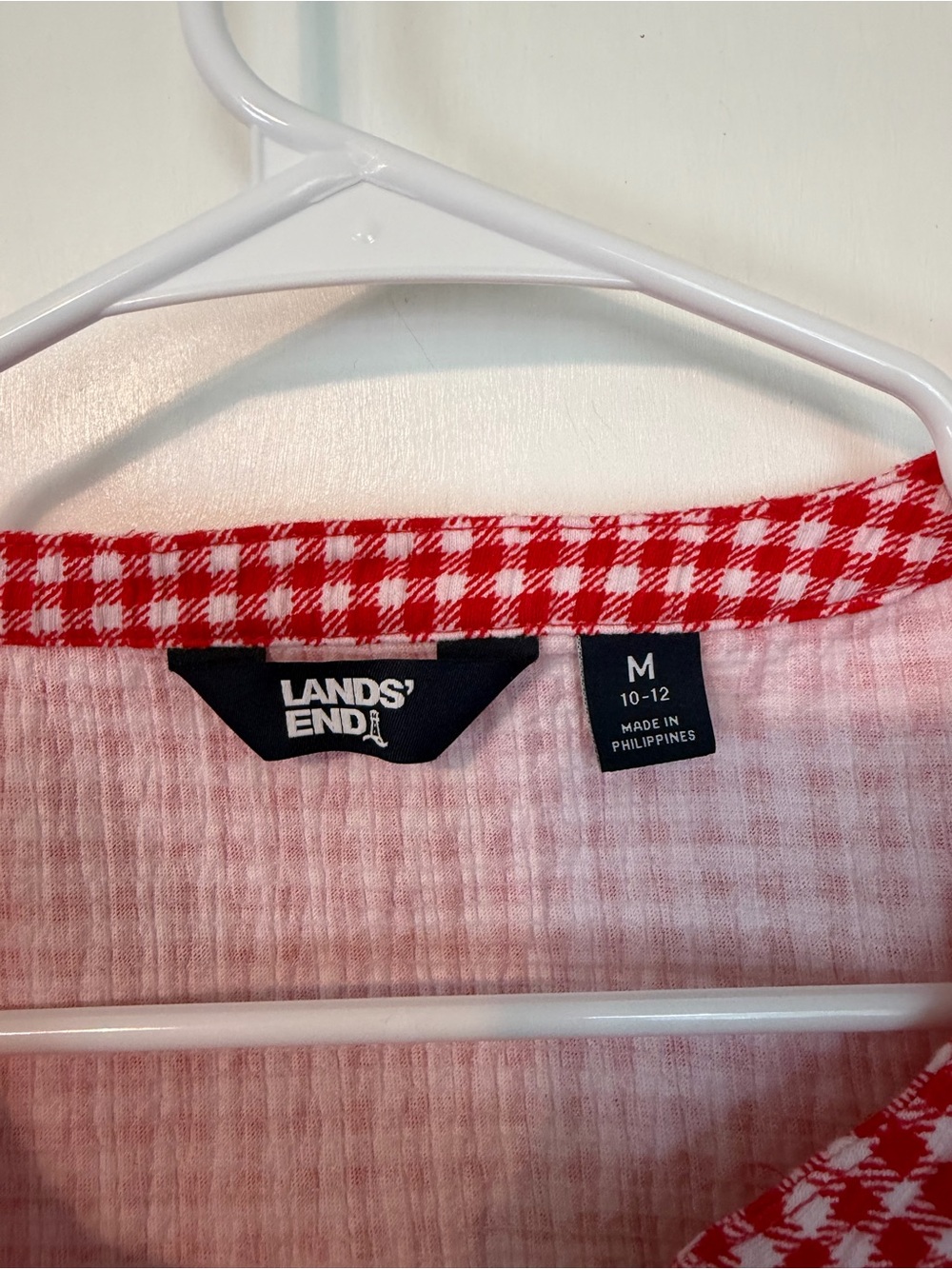 Lands' End Red Gingham Sleeveless Button-Down Top - Picture 2 of 3